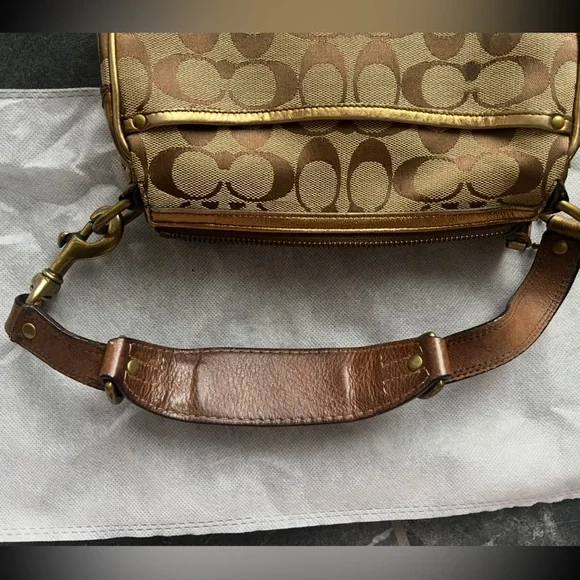Coach Brown and Gold Shoulder Bag - Picture 8 of 11